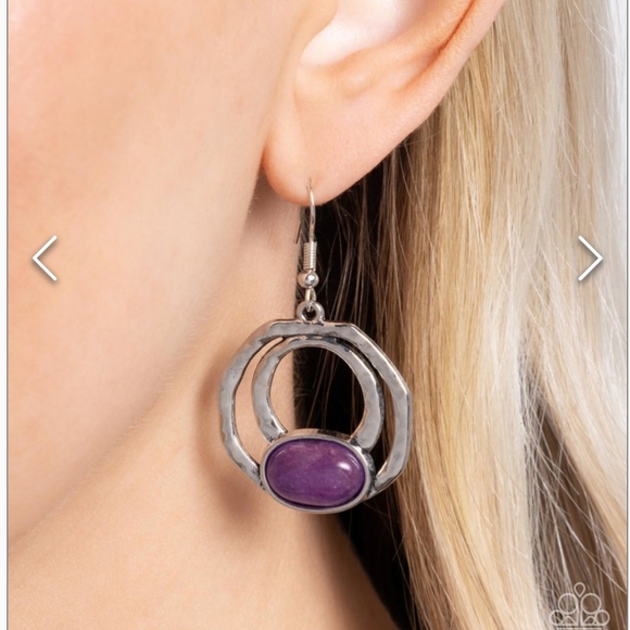 Terrestrial Retreat Purple Earrings SILVER Fishhook 💜 - Picture 2 of 3